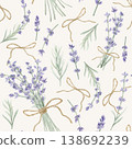 Lavender watercolor seamless pattern with twine bows. Rustic botanical background with purple bouquets for wedding stationery, organic cosmetic packaging, textile and home decor design. Lavender watercolor seamless pattern with twine bows. Rustic botanical background with purple bouquets for wedding stationery, organic cosmetic packaging, textile and home decor design. 138692239