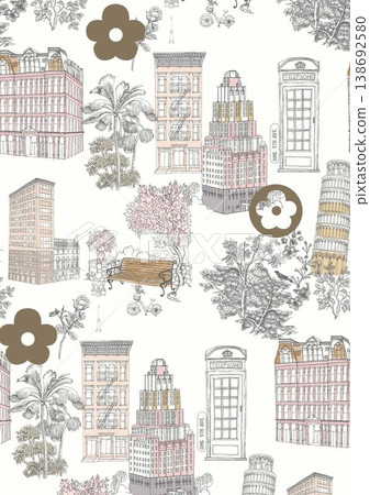 Collection of elegant vintage watercolor floral and bird seamless patterns with soft muted tones 138692580