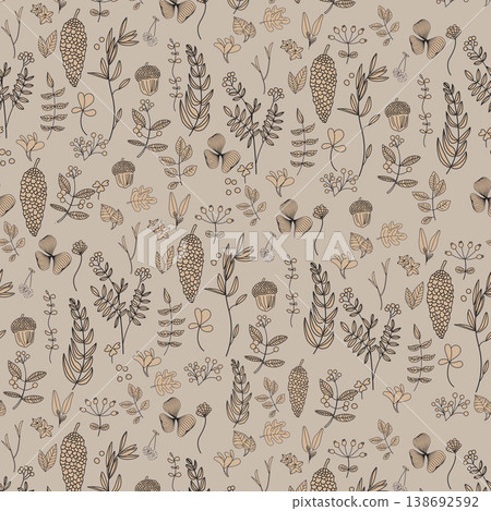 Collection of elegant vintage watercolor floral and bird seamless patterns with soft muted tones 138692592