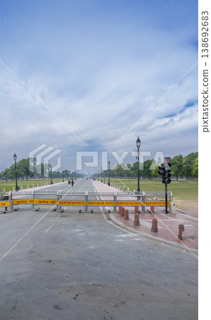 Road and road sign when touring to wonders of the world place India Gate an UNESCO world heritage site at Delhi, India on 6th March 2024.. Road and road sign when touring to wonders of the world place India Gate an UNESCO world heritage site at Delhi, India on 6th March 2024.. 138692683