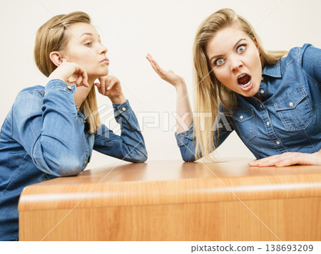 Two women having argue fight Two women having argue fight 138693209
