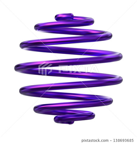 A bright purple metal spring with a rounded shape on an isolated background. 138693685