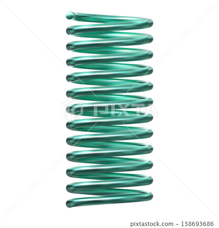 Realistic, straight, metal spring, green, vertically positioned. Realistic, straight, metal spring, green, vertically positioned. 138693686