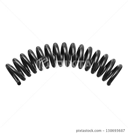 Black curved helical spring on an isolated background. Black curved helical spring on an isolated background. 138693687