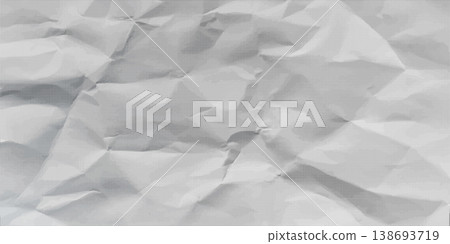 White crumpled paper texture with halftone gritty dotted grid, vector realistic wrinkled paper checkered background 138693719