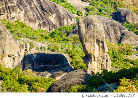 Cliffs rocky formations in Greece Meteora Cliffs rocky formations in Greece Meteora 138693757