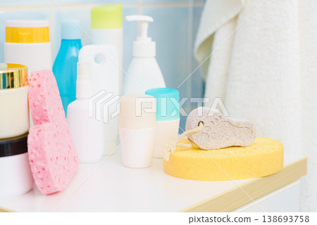 Cosmetic products in bathroom Cosmetic products in bathroom 138693758