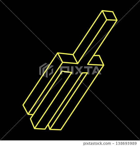 Impossible shapes. Optical illusion. Linear infinite objects. Abstract eternal geometric figures. Impossible geometry sign outline, black background. Optical art. Impossible shapes. Optical illusion. Linear infinite objects. Abstract eternal geometric figures. Impossible geometry sign outline, black background. Optical art. 138693989