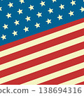 Retro American flag background with stars and diagonal stripes in vintage Americana style. Patriotic 4th of July design for Independence Day celebration. Vector illustration 138694316