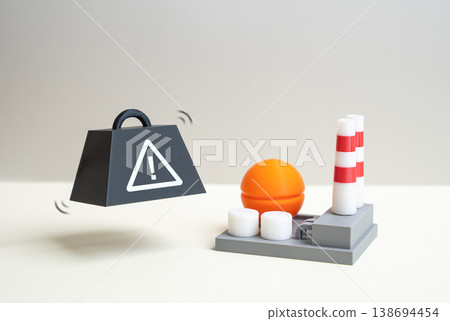 Significant problems in industry. Crisis and financial problems. Technological limitations slow growth. Production challenges impact efficiency, competitiveness and long term stability. 138694454