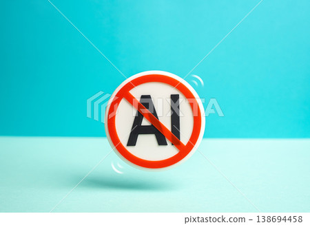 A sign prohibiting the use of AI highlights restrictions on technology. Regulation limits artificial intelligence adoption. Ethical concerns and compliance shape digital transformation decisions. A sign prohibiting the use of AI highlights restrictions on technology. Regulation limits artificial intelligence adoption. Ethical concerns and compliance shape digital transformation decisions. 138694458
