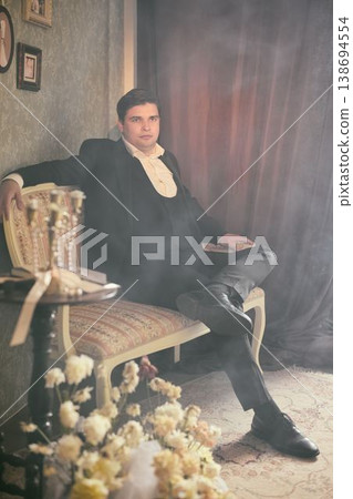 Professional image featuring antique furniture and soft ambient glow Professional image featuring antique furniture and soft ambient glow 138694554