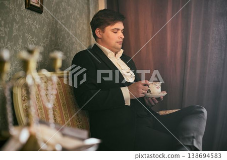 Mystery unfolds in dimly lit room with nostalgic wallpaper Mystery unfolds in dimly lit room with nostalgic wallpaper 138694583