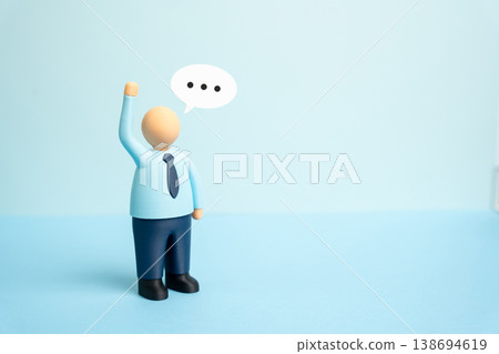 Office worker greeting and waving. Presentation and introduction. Professional communication builds first impressions. Corporate interaction supports networking and business relationships. 138694619