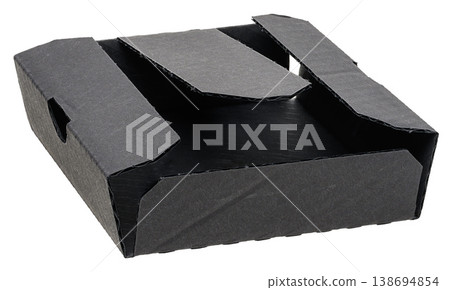 A black cardboard insert for a box, designed to secure the product and ensure the safe transportation of fragile items. A black cardboard insert for a box, designed to secure the product and ensure the safe transportation of fragile items. 138694854