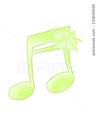 A musical note with a turtle made from origami attached. 138694899