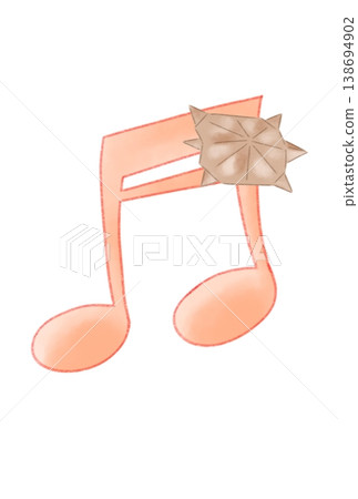 A musical note with a turtle made from origami attached. A musical note with a turtle made from origami attached. 138694902