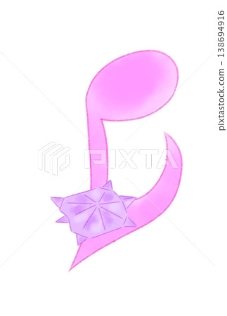 A musical note with a turtle made from origami attached. A musical note with a turtle made from origami attached. 138694916