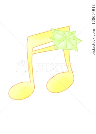 一個音符,上面附著一隻用摺紙做成的烏龜。 一個音符,上面附著一隻用摺紙做成的烏龜。 138694918