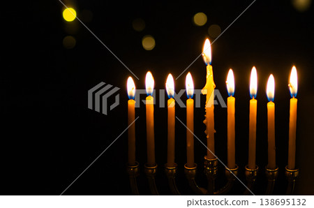hanukkah Menorah - Candles With Glittering And David Stars hanukkah Menorah - Candles With Glittering And David Stars 138695132