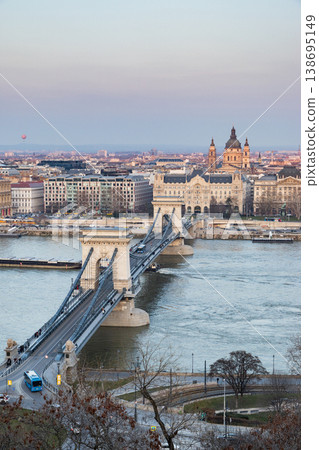 panorama view at the parliament with Danube river in Budapest 138695149