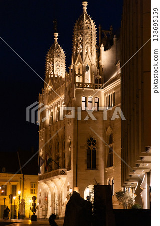 the Matthias Church in Budapest at blue hour Hungary Europe the Matthias Church in Budapest at blue hour Hungary Europe 138695159
