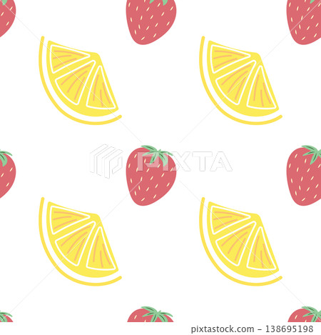 Lemon slice and strawberry seamless fruit pattern Lemon slice and strawberry seamless fruit pattern 138695198