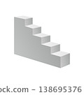 Minimal vector 3D staircase with steps. Side view geometric stair design in grey gradient tones. 138695376