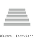 Flat staircase with steps. Front view minimal vector design with grey gradient shading. 138695377