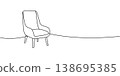Minimal accent chair with tall backrest in clean line illustration. Elegant silhouette with simple form 138695385