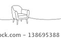 Minimalist outline modern armchair. Elegant furniture sketch for decor and interior design assets. 138695388