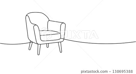 Minimalist outline modern armchair. Elegant furniture sketch for decor and interior design assets. Minimalist outline modern armchair. Elegant furniture sketch for decor and interior design assets. 138695388