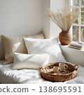 Cozy Bedroom Corner with Cushions and Coffee 138695591