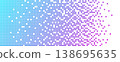 Neon AI pixel fade gradient bg. Blue and purple gradient background. Abstract digital pattern with square elements grid. Vibrant futuristic cyber neural network texture. Modern vector illustration 138695635