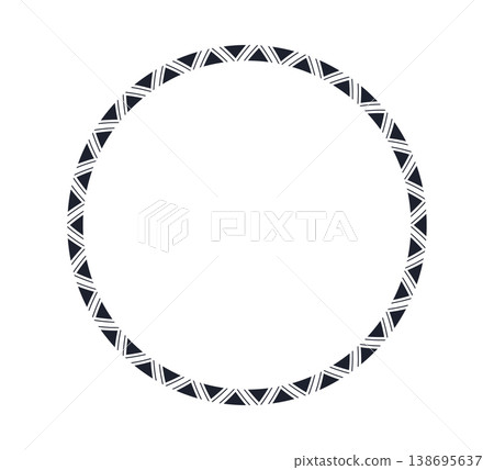 Mexican pattern circle frame. African ethnic motif border. Islamic triangular ornament round frame. Mexican text frame. Aztec ethnic culture ornament. Vector illustration isolated on white background 138695637
