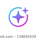 AI star icon. Artificial intelligence symbol. Gradient blue purple digital AI robot sign. Magic star smart assistant. Modern design element. Vector illustration isolated on white background 138695639