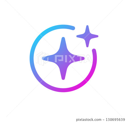 AI star icon. Artificial intelligence symbol. Gradient blue purple digital AI robot sign. Magic star smart assistant. Modern design element. Vector illustration isolated on white background 138695639