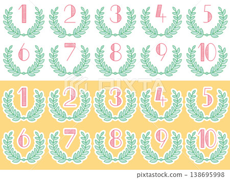 Laurel wreath and hand-painted numbers natural decorative set Laurel wreath and hand-painted numbers natural decorative set 138695998