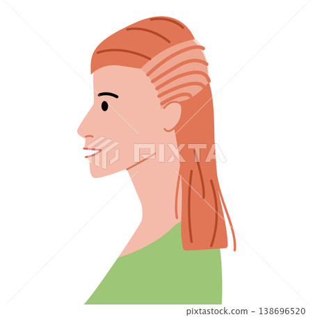 Cornrows hairstyle flat vector profile view, braided hair shape tight rows composition for avatar, beauty app, interface 138696520
