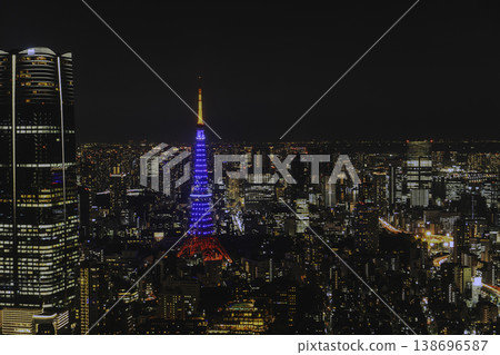 Tokyo, Japan - November 11, 2024 : Tokyo Tower at night with cityscapse Tokyo, Japan - November 11, 2024 : Tokyo Tower at night with cityscapse 138696587