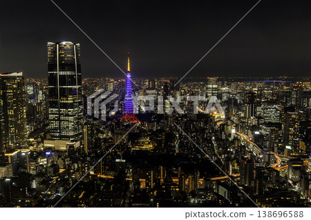 Tokyo, Japan - November 11, 2024 : Tokyo Tower at night with cityscapse Tokyo, Japan - November 11, 2024 : Tokyo Tower at night with cityscapse 138696588