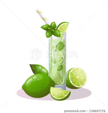 Vector image of lime water with mint Vector image of lime water with mint 138697176