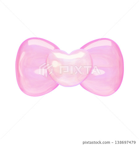 Dreamy and cute puffy sticker-style 3D heart ribbon Dreamy and cute puffy sticker-style 3D heart ribbon 138697479