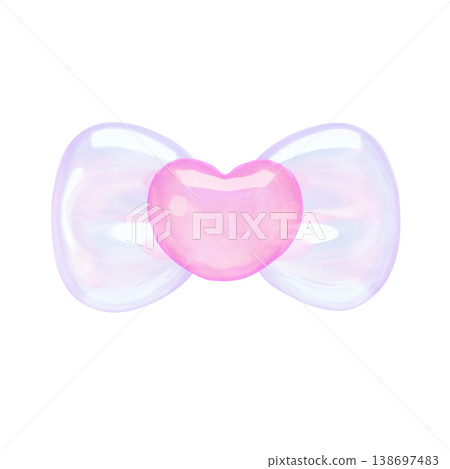 Dreamy and cute puffy sticker-style 3D heart ribbon Dreamy and cute puffy sticker-style 3D heart ribbon 138697483