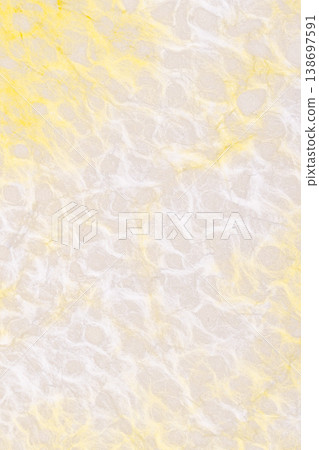 The fibrous structure of Tosa handmade washi paper and the background showing yellow spots. The fibrous structure of Tosa handmade washi paper and the background showing yellow spots. 138697591