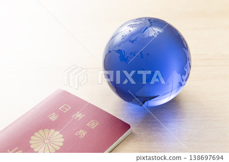 Glass globe and passport 138697694