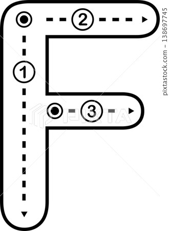 Letter F Tracing Worksheet for Kids, Black and White Alphabet Handwriting Practice 138697745