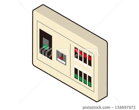 Simple, three-dimensional distribution board/circuit breaker 138697871