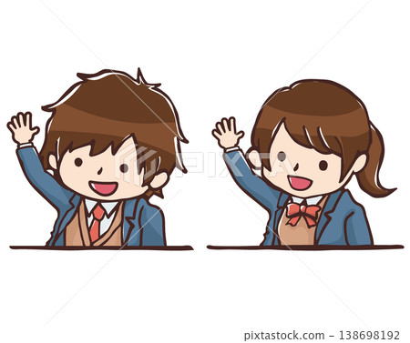 Illustration of a student raising their hand 138698192