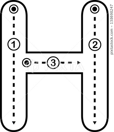 Letter H Tracing Worksheet for Kids, Black and White Alphabet Handwriting Practice 138698247